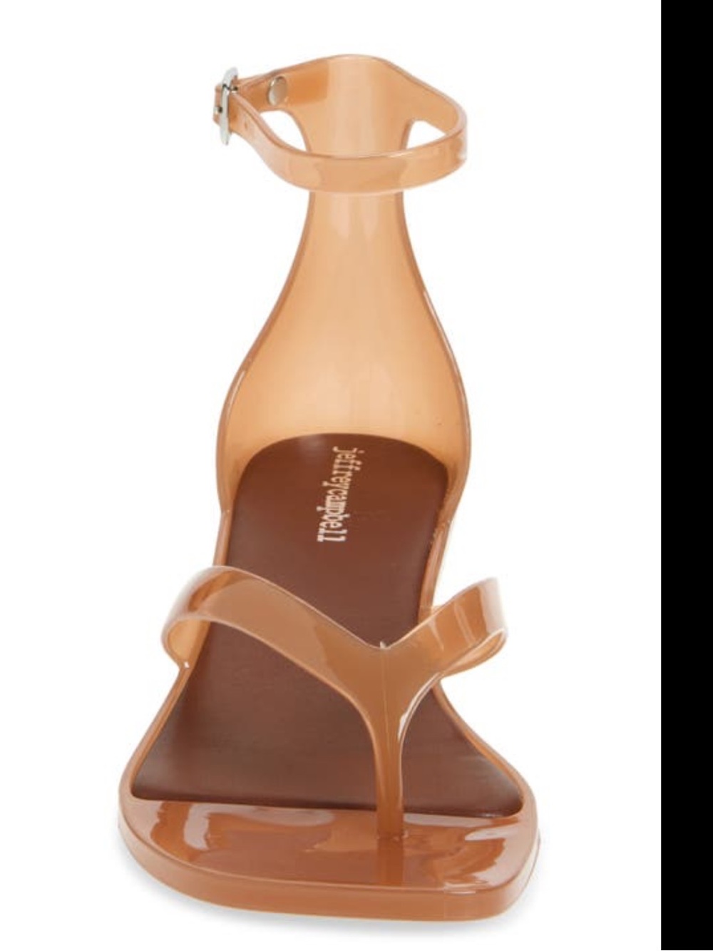 Jeffrey Campbell Gummy Jelly Thong Sandals Ankle Strap Square Toe Brown US 6